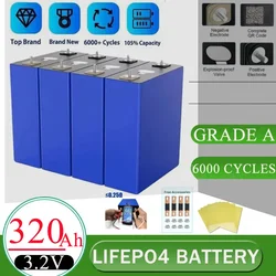 LiFePO4 3.2V 310Ah Battery Cell Grade A 6000+ Cycle Free Busbar Real 320Ah 330Ah For DIY 12V 24V 48V Lithium Battery Pack NO TAX