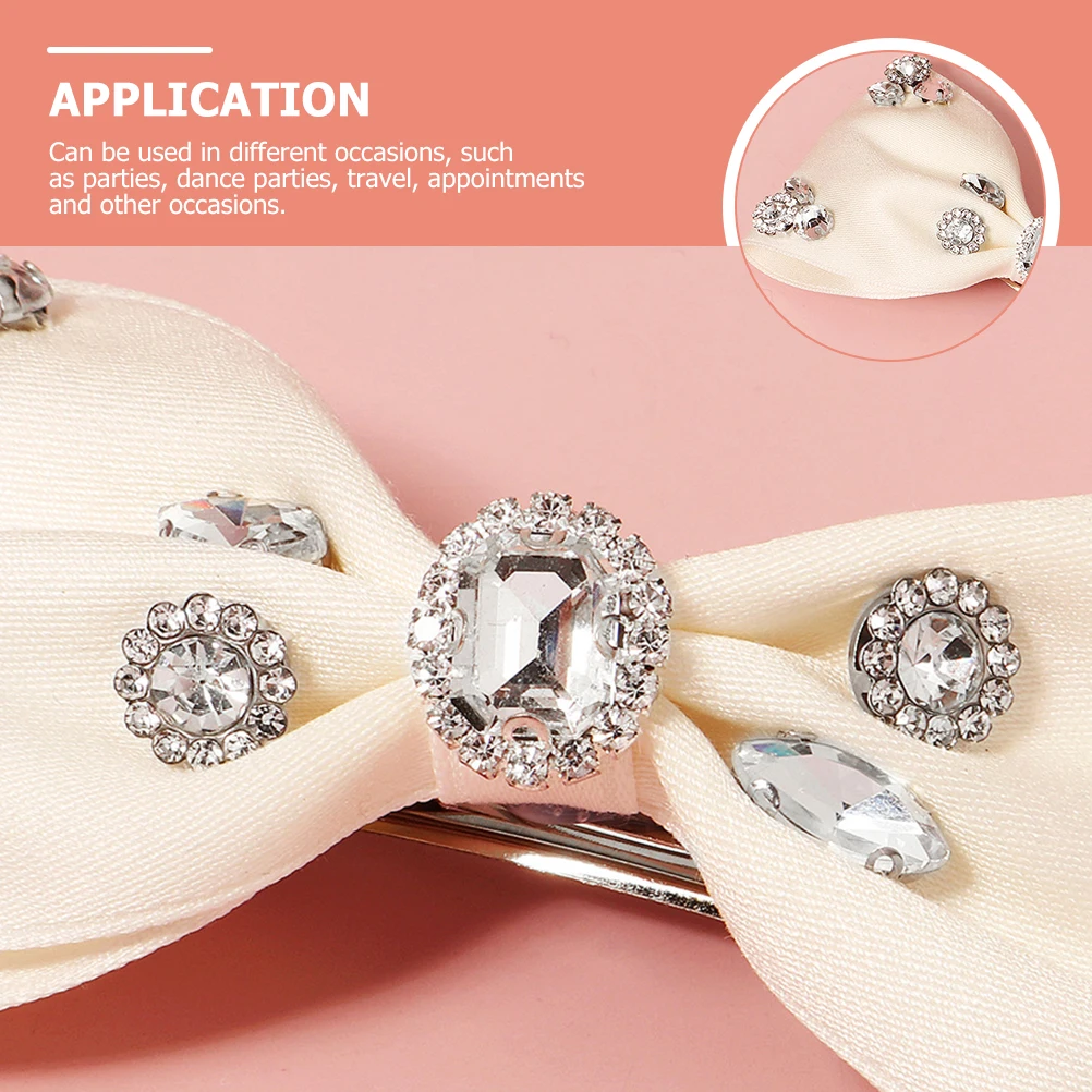 

Rhinestone Hair Clip Women Blue Accessory Girl Bowknot Headdress Hair Bows Clips Straight Curly Hairstyles Party Travel