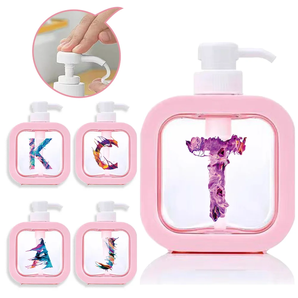 

Press Type Lotion Bottle Detachable Soap Dispenser Portable Foam Split Bottle Large Capacity Home Bathroom Paint Letter Pattern