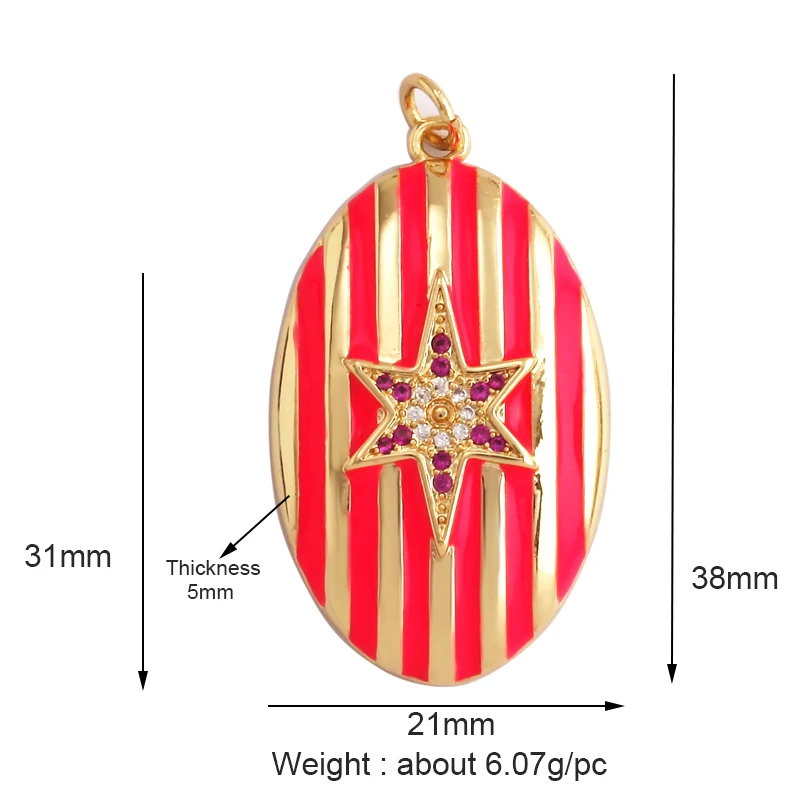 Trendy Vintage 18k Gold Plated Colored Crystal Charm Pendant,Luxury Geometric Cubic Zirconia Necklace Making Jewelry Supply M25