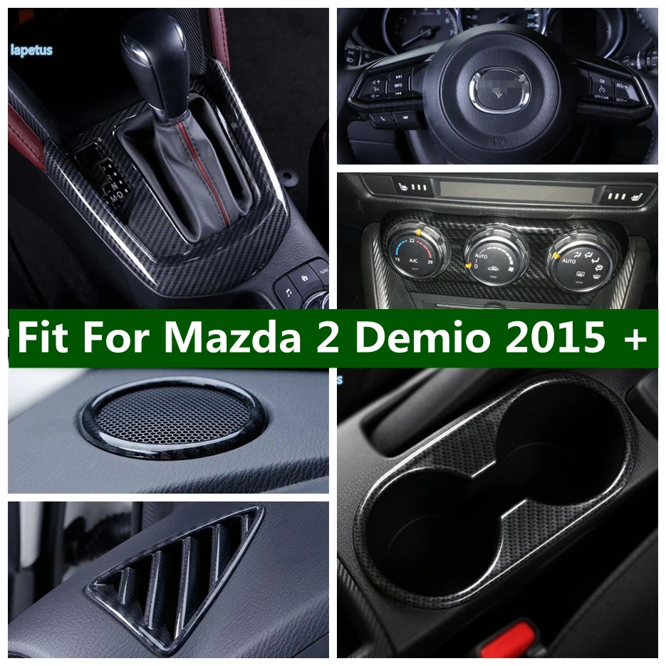 

Carbon Fiber Texture Interior Refit Kit Accessories Steering Wheel Protective Frame Cover Trim Fit For Mazda 2 Demio 2015 - 2021