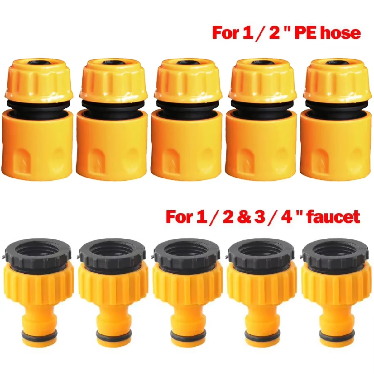 20261set Threaded Water Tap Connector Hose Quick Connectors, 3/4 & 1/2 Inch Faucet Adapter For Garden Irrigation