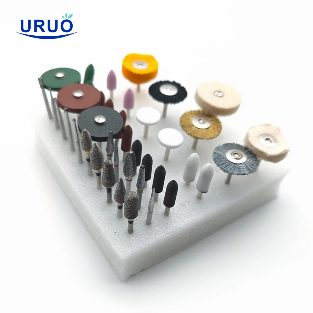Dental Polishing Kit Laboratory HP Polisher Set For Grinding Polish Ceramic/Porcelain Diamond Polishers Silicone Polishers Tools