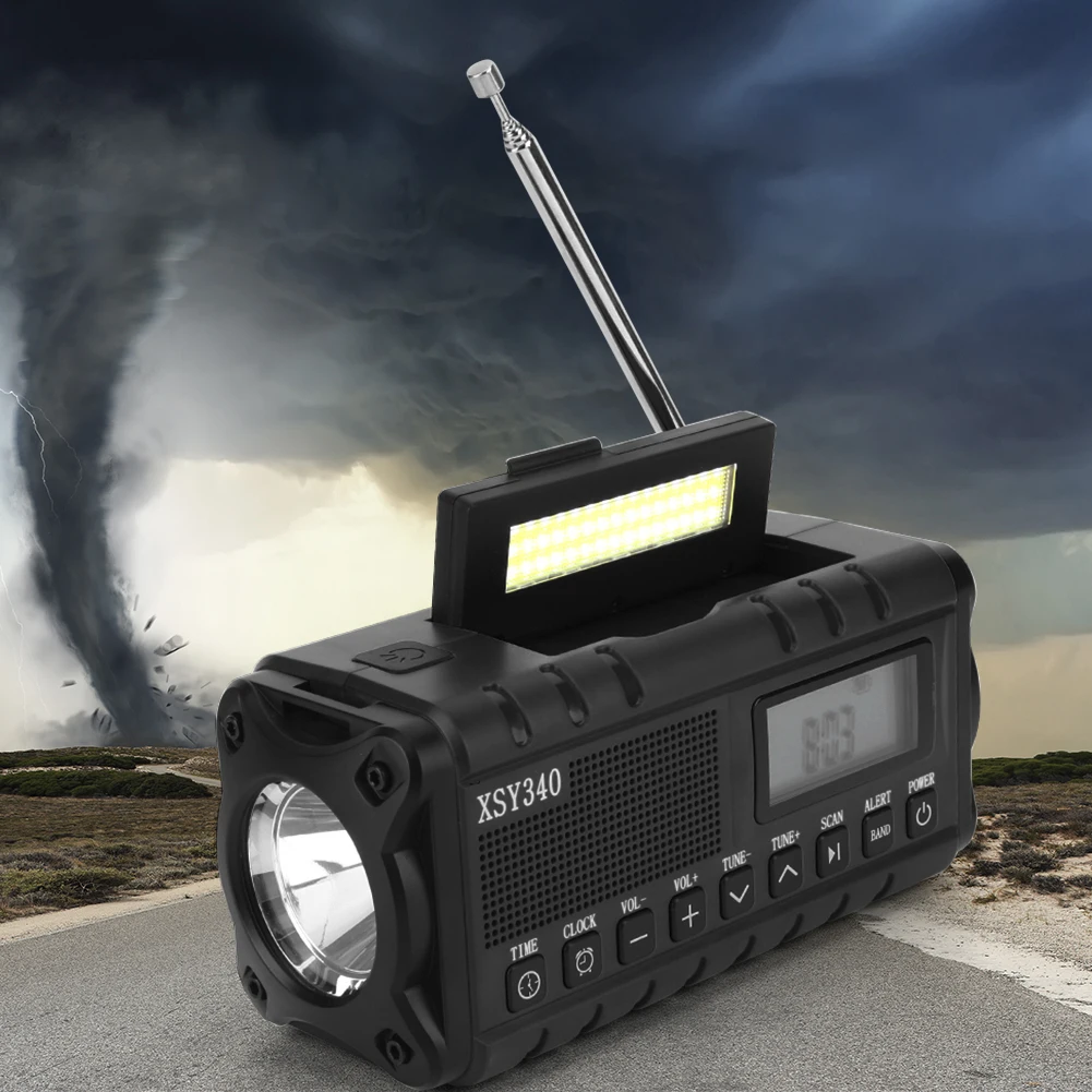 

10000mAh Emergency Hand Crank Radio Digital Display Portable Emergency Radio Headphone Jack Multifunctional for Outdoor Survival