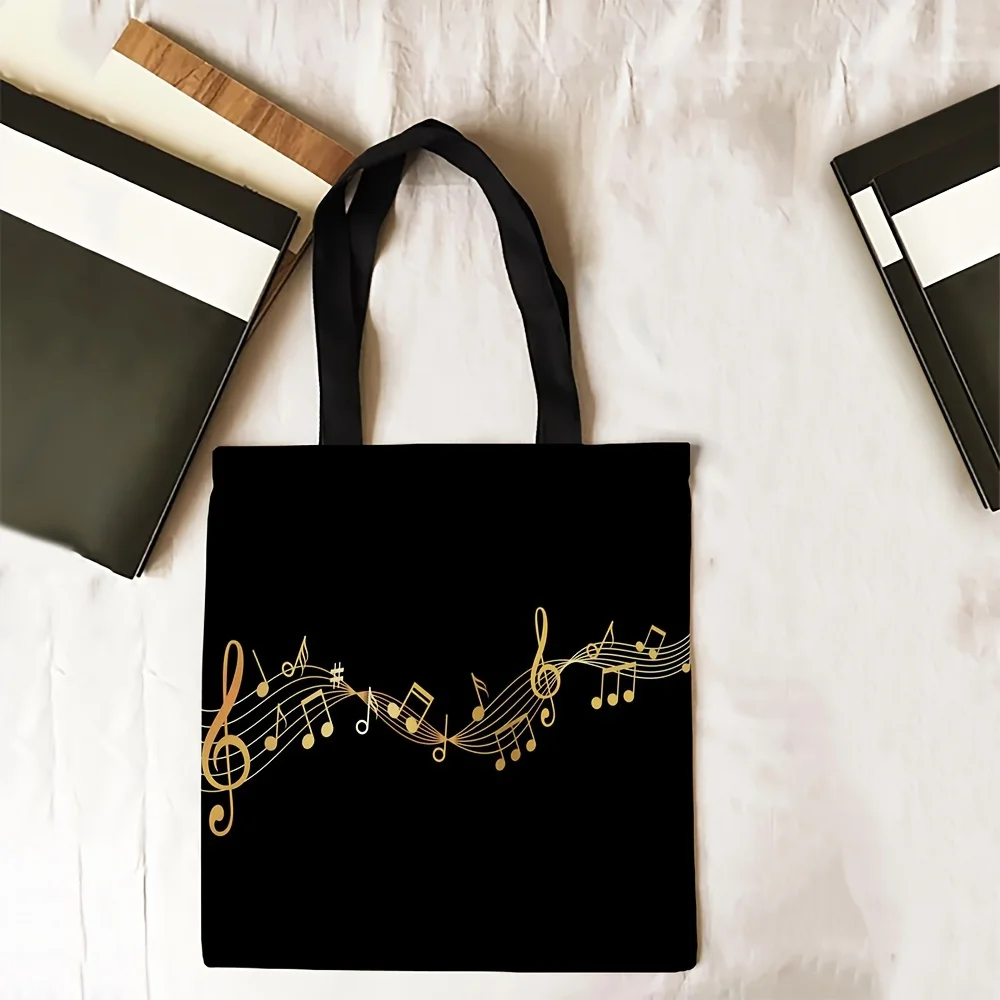 Gold Music Yuefu Printed Handbag, Casual And Interesting Shopping Bag Suitable For Casual Daily Travel And Work Tote Bag