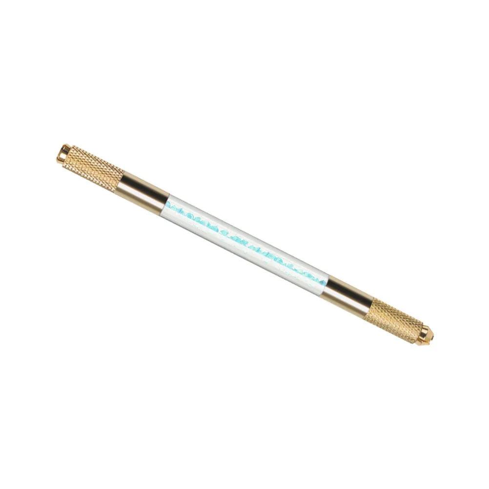 

Stylish Rhinestone Handle Microblading Pen Dual Heads Easy Needle Replacement Eyebrow Tattoos Accessory Tattooing Pen