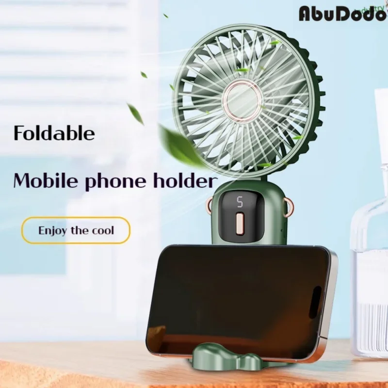 

Портативный вентилятор JKUOO, вентилятор с батарейным питанием 4200 мАч, 5 скоростей и цифровой дисплей, 180 шт. ° Складной веер для макияжа для женщин с подставкой