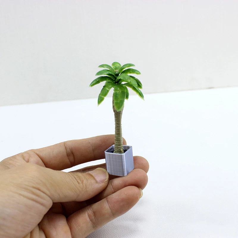 1:12 Dollhouse Miniature Bamboo Coconut Tree Potted Model Doll Home Plants Decor Toy Micro Landscape Ornament