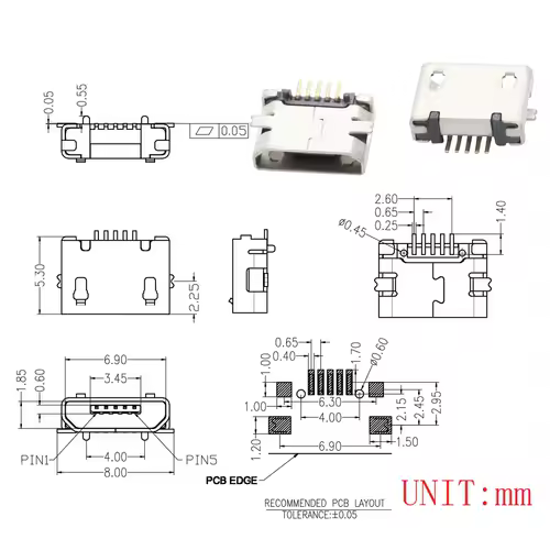 10PCS Micro USB 2P 5P Jack Charging Port Plug Dock Charger DIP SMD For Phone Tabletels Speakers etc Port Socket Power Connector - Image 8