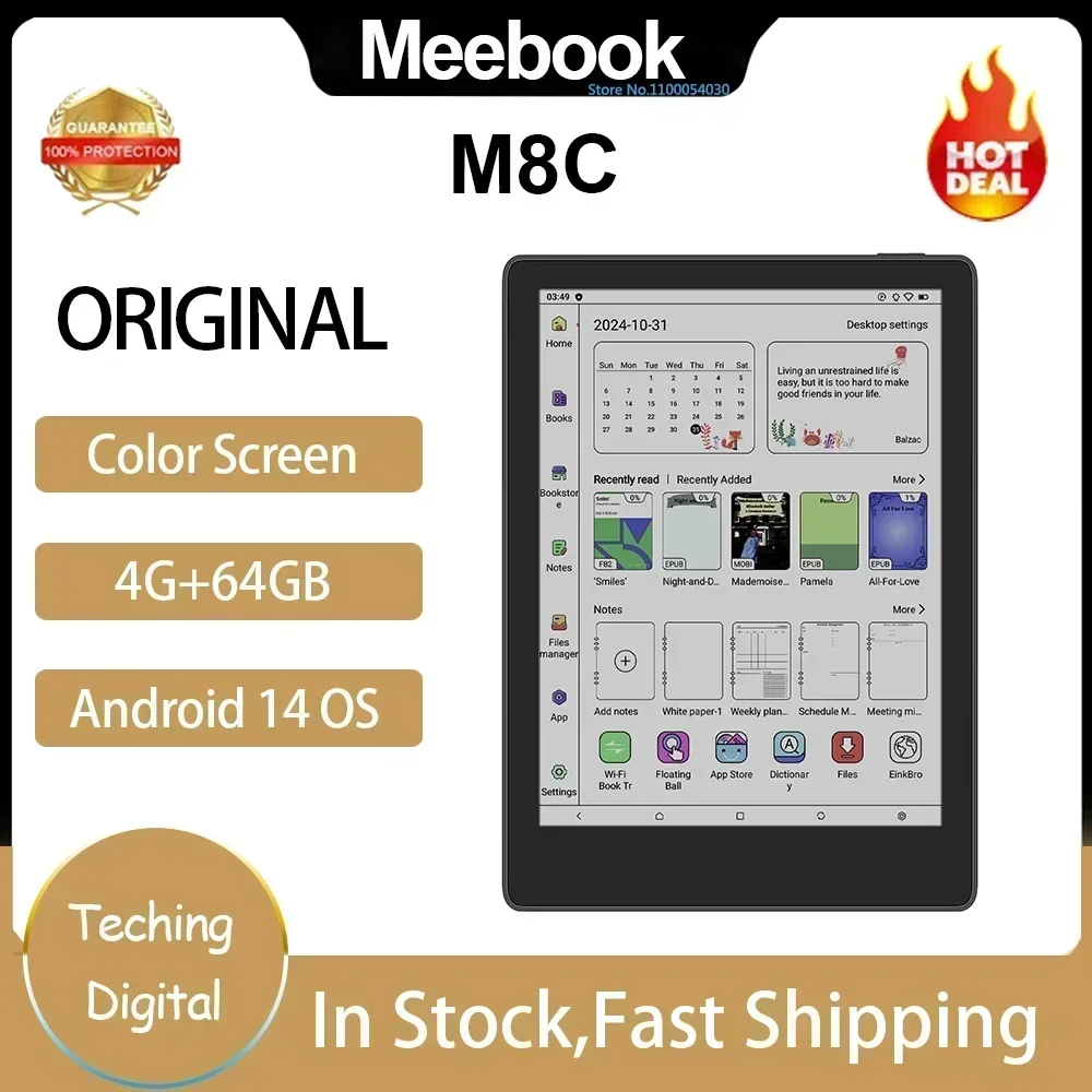 New Arrival! Meebook M8C Ebook Reader Colorful Screen Ereader 4G RAM 64GB ROM 7.8inch Color Ink Screen Android 14 Open System