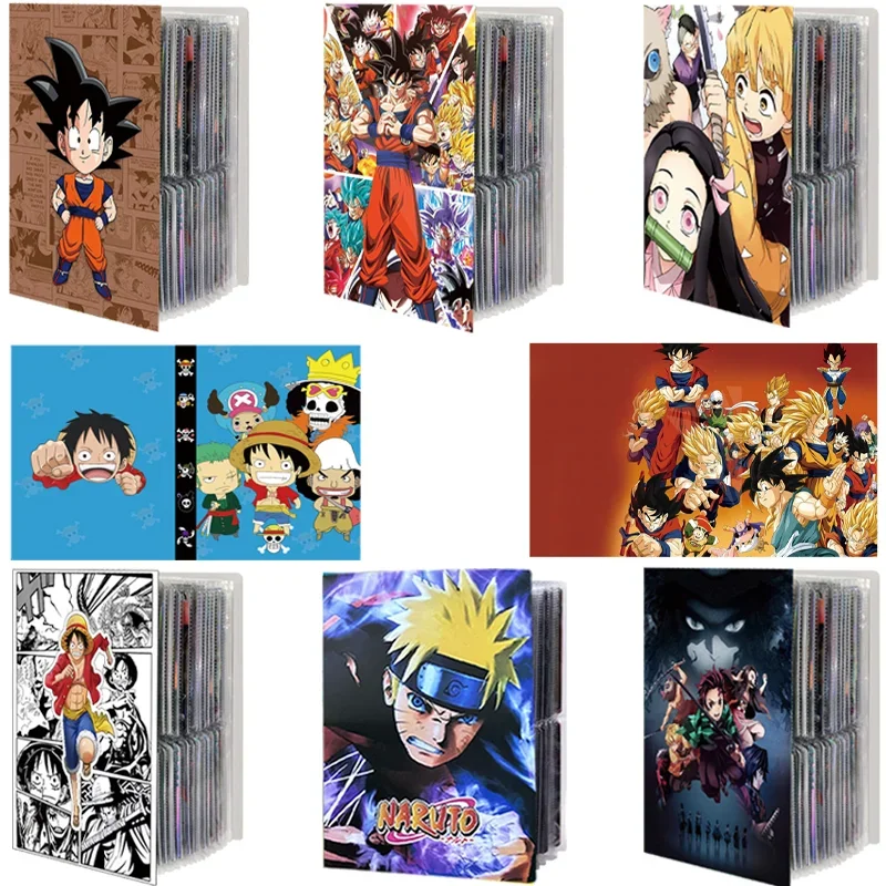 240 szt. Karty Album Naruto Dragon Ball Goku Vegeta jednoczęściowy Luffy Zoro mapa literka segregator karta do notebooka kolekcja zabawka