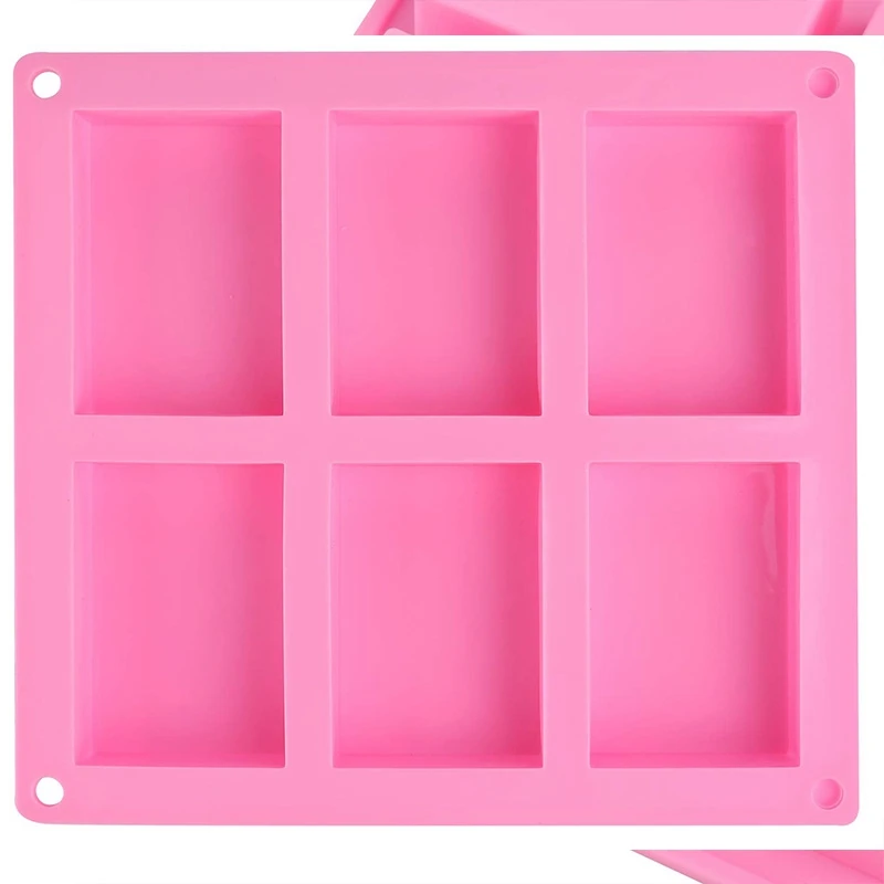 LUDA 8 Pack Silicone Soap Molds - 6 Cavity Rectangle DIY Soap Molds For Cake, Cupcake, Muffin, Coffee Cake, Pudding And Soap