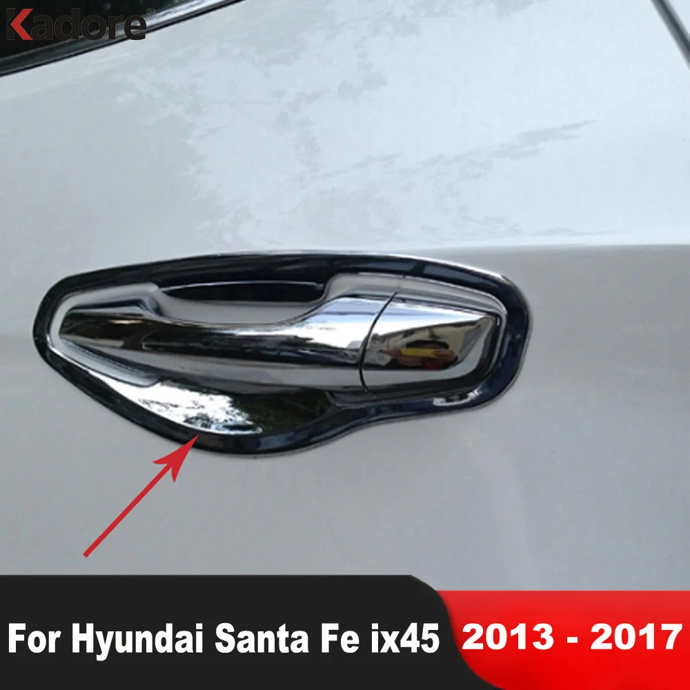 For Hyundai Santa Fe IX45 2013 2014 2015 2016 2017 Chrome Car Side Door Handle Bowl Cup Cover Trim Molding Exterior Accessories