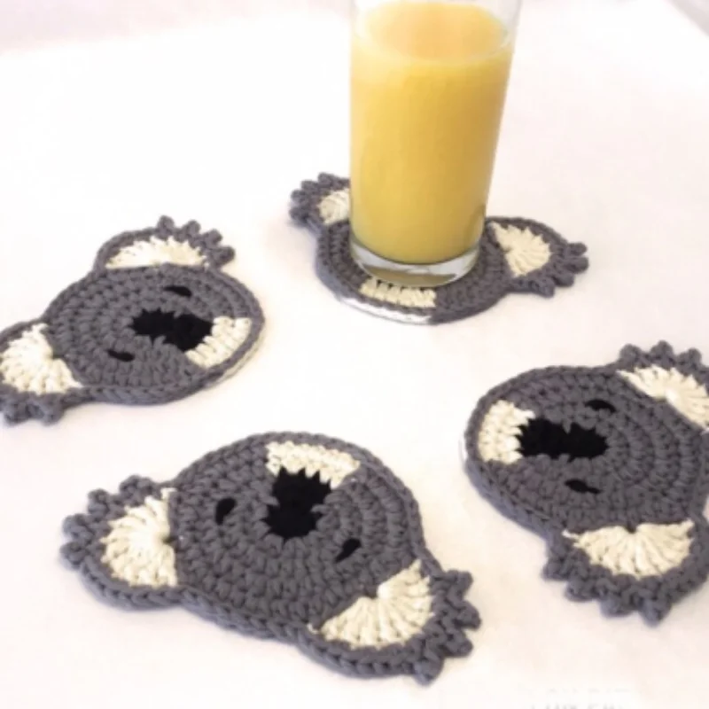 Cute Baby koala Design Kitchen for Coffee Kitchen Coaster Handmade Crochet Coasters Set Heat-resistant Non-slip Table Protection