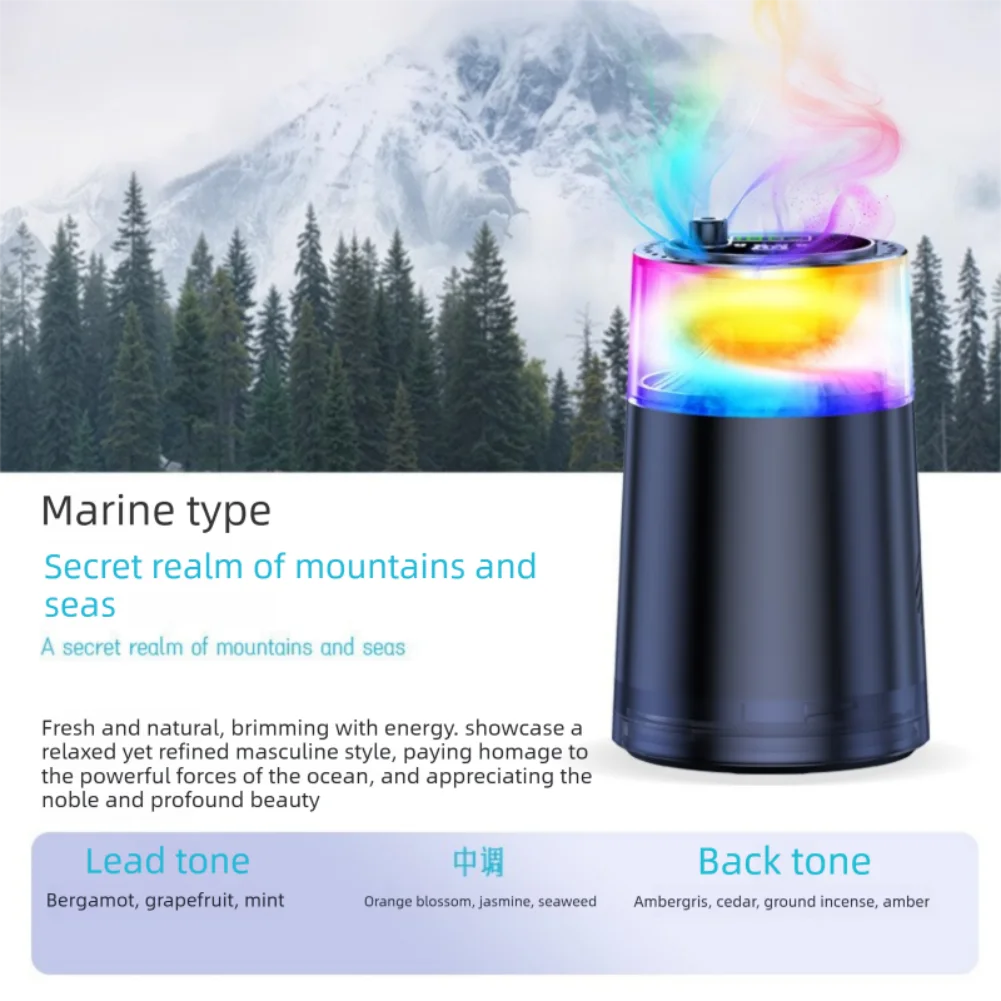 Car Air Freshener for Auto with AI On Off Function 7 Colors LED Light Aroma Diffuser Adjustable Scent Intensity