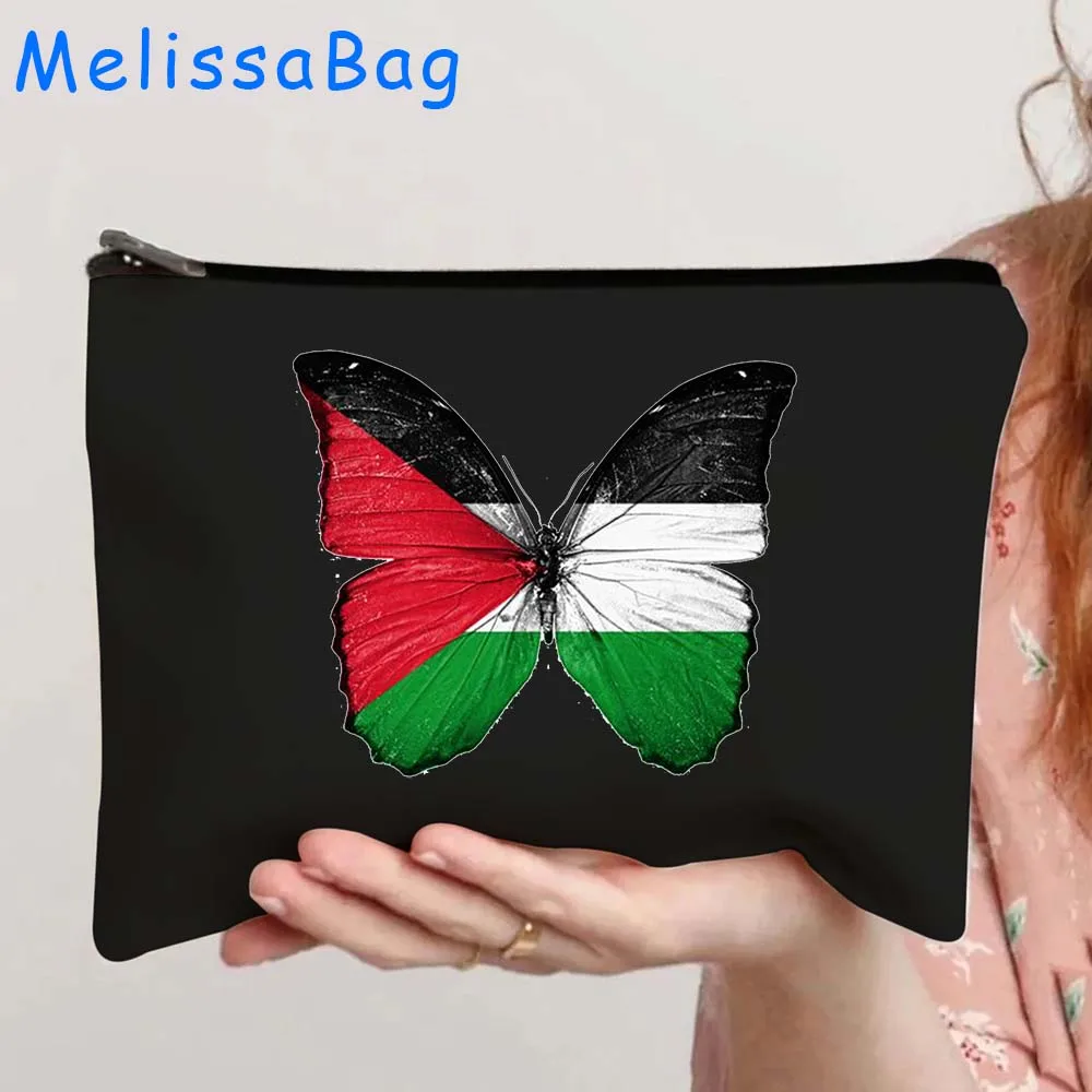 Peace Butterfly Heart Jerusalem Dome Mosque Church Moon Star Gift Canvas Cosmetic Bag Makeup Toilet Bag Pencil Case Zipper Pouch