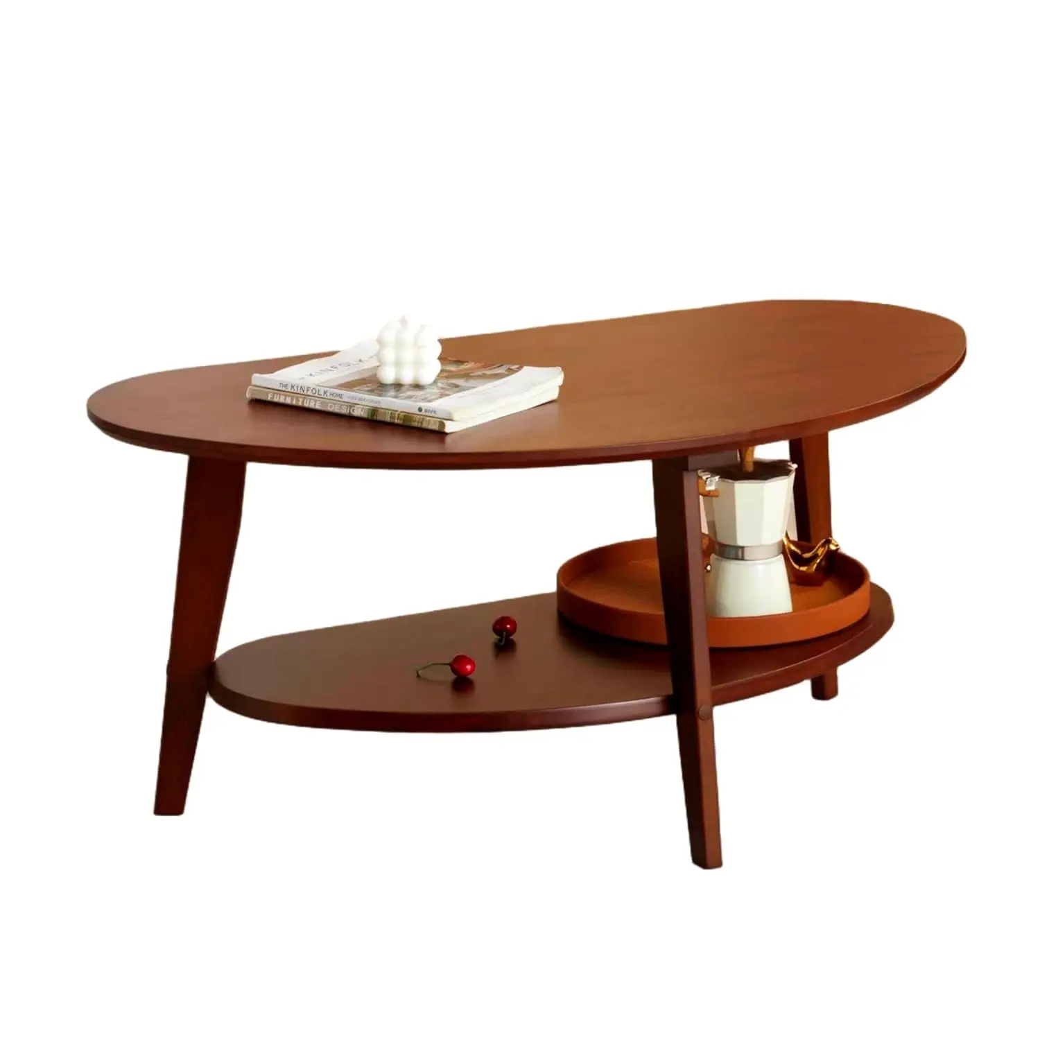 

Журнальный столик в стиле Mid-Century Modern с местом для хранения, двухуровневый овальный круглый столик для гостиной и домашнего офиса, на заказ