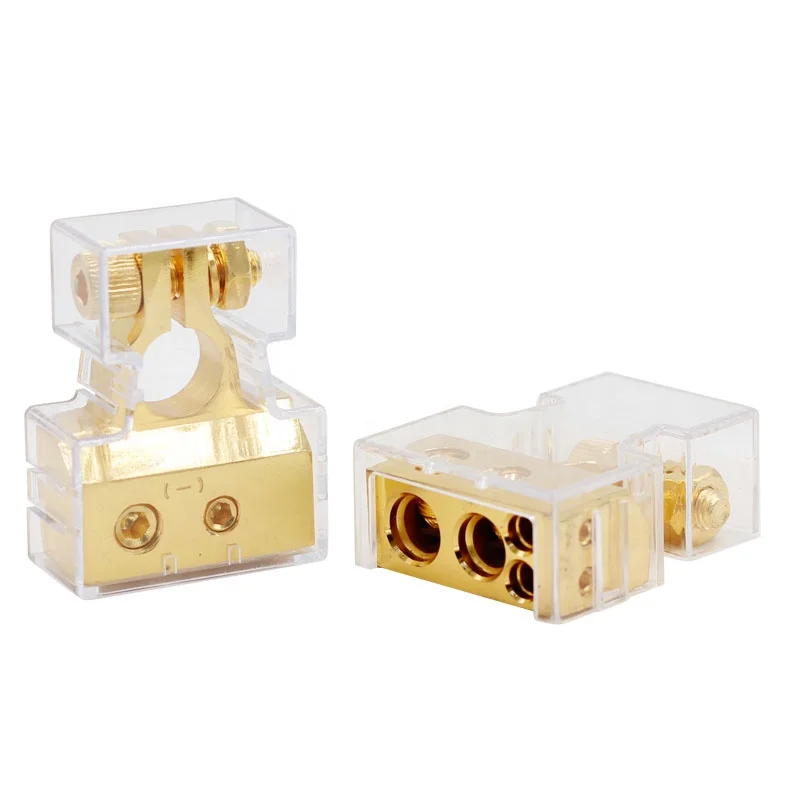0/4/8/10 Gauge Heavy Duty Top Post Battery Terminals with Space Shims and Clear Cover Positive and Negative (Pair)