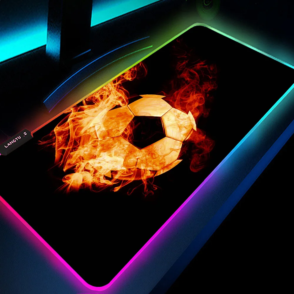 

LED Fire Ball RGB Treugolniki Figury Mouse Pad Large Color Light Gaming Computer MousePad Desktop Mat with Backlight 400x900