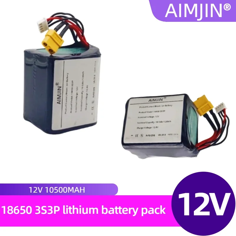 

Аккумулятор Li-ion AIMJIN 3S3P 12В 10.5Ач высокой емкости для БПЛА, 12.6В, для различных радиоуправляемых самолетов и квадрокоптеров, XH2.54-4P XT60