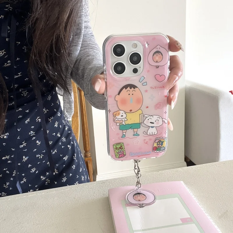 

Cute cartoon Crayon Shin-chan snot Boochan Phone Case For iPhone 13 14 15 16 Pro Max funny Buriburizaemon Cover Y2k Pendant﻿
