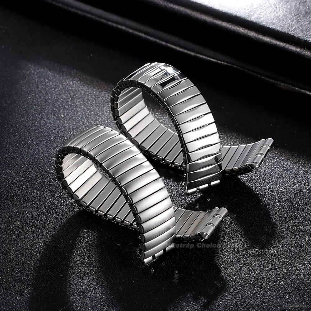 ステンレス鋼弾性ストレッチストラップ見本マットポリッシュバンド金属拡張ストラップリストバンド 17 ミリメートル 20 ミリメートル時計アクセサリー