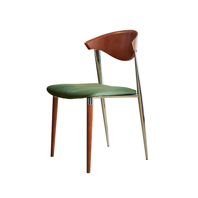 Retro dining chair designer solid wood, modern wrought iron backrest casual book desk chair home dining table chair Nordic