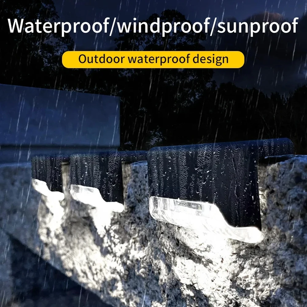 1PC/4PCS/8PCS Warm White LED Solar Step Lamp Waterproof Solar Deck Stair Outdoor Garden Lights for Garden Decoration