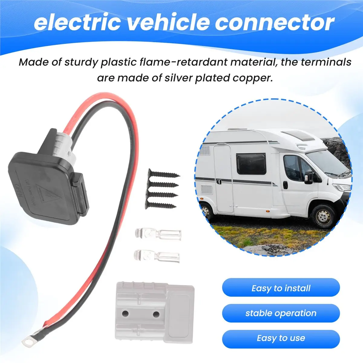 DT17 50Amp 8AWG Lithium Battery Connector, Electric Vehicle Connector, Winch Wiring Kit, Battery Disconnect