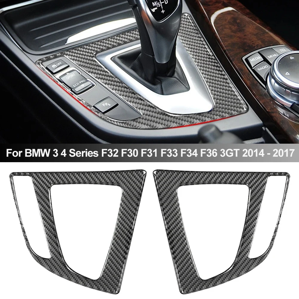 Carbon Fiber Interior Gear Shift Panel Cover Decal ABS Trim For BMW 3 4 Series F32 F30 F31 F33 F36 3GT F34 2014 2015 2016 2017