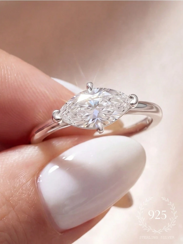 

925 Sterling Silver 6 * 12MM Marquise Zircon Ring For Women Engagement Wedding Anniversary Party High Quality Fine Jewelry