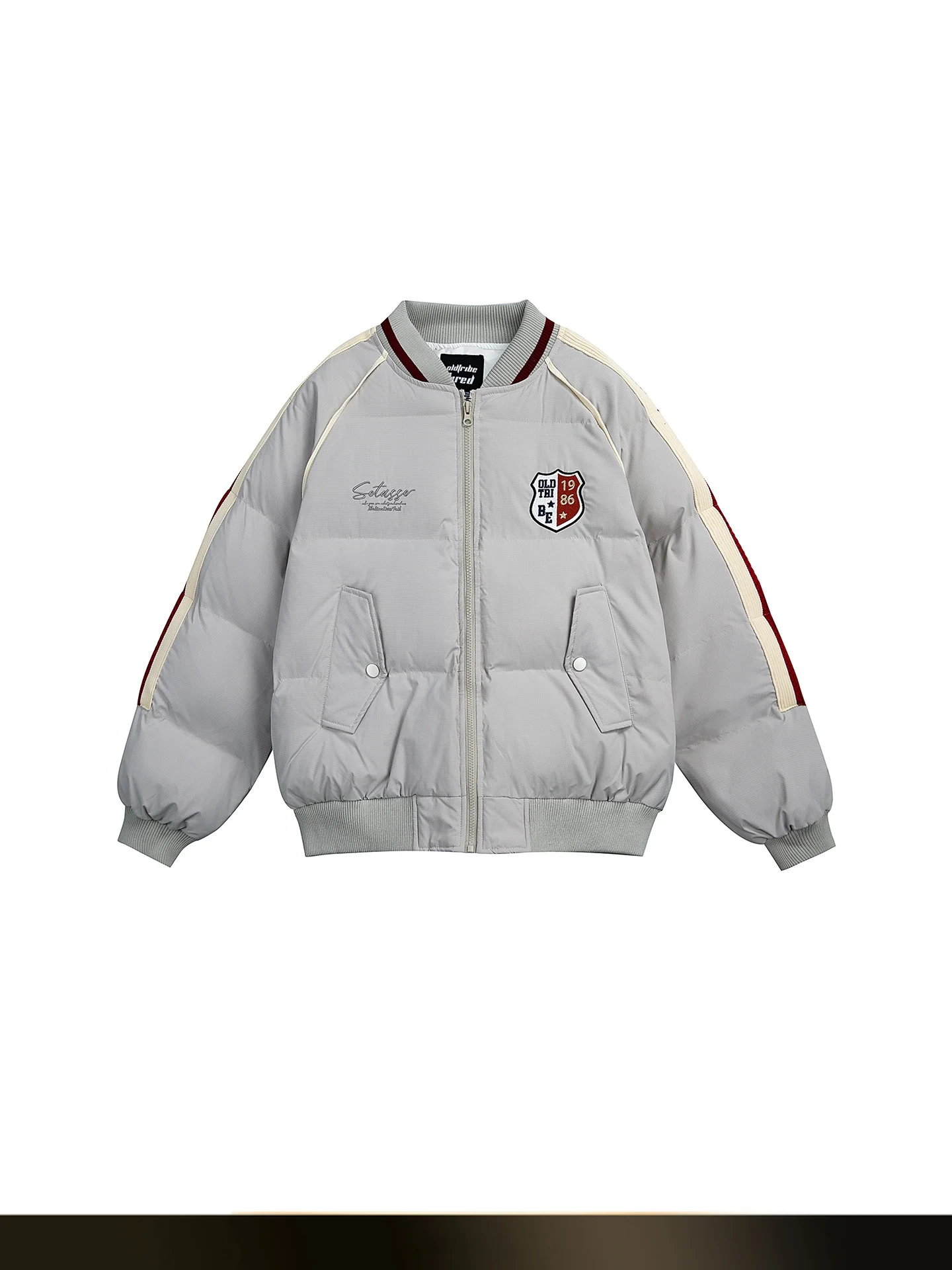 

Nted American Retro Embroidered Patchwork Baseball Collar Cotton Jaet Men Winter Loose Thi Warm Couple Cotton Coat