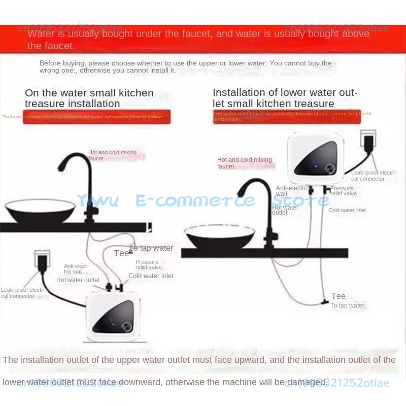 Digital display 6L water storage electric water heater 1500W fast continuous water stainless steel heater supply hot