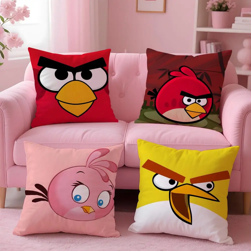 Game Angry Birds Cushion Cover Cushion Cover Set 4Pcs 50x50 45x45 40x40 Pillowcase Decorative Sofa Home Decor