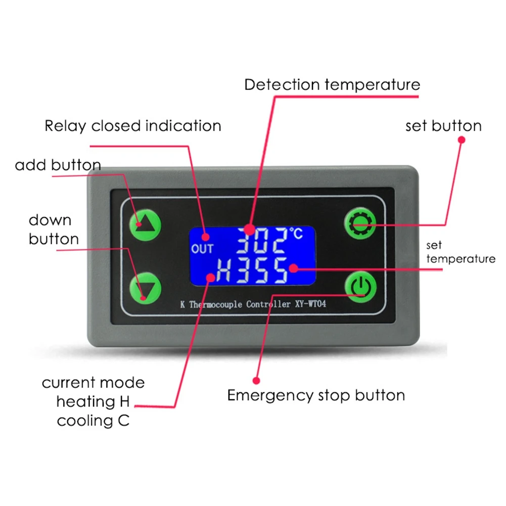 XY-WT04 High Temperature Digital Thermostat K-Type Thermocouple High Temperature Controller -99-999 Degrees-N34R