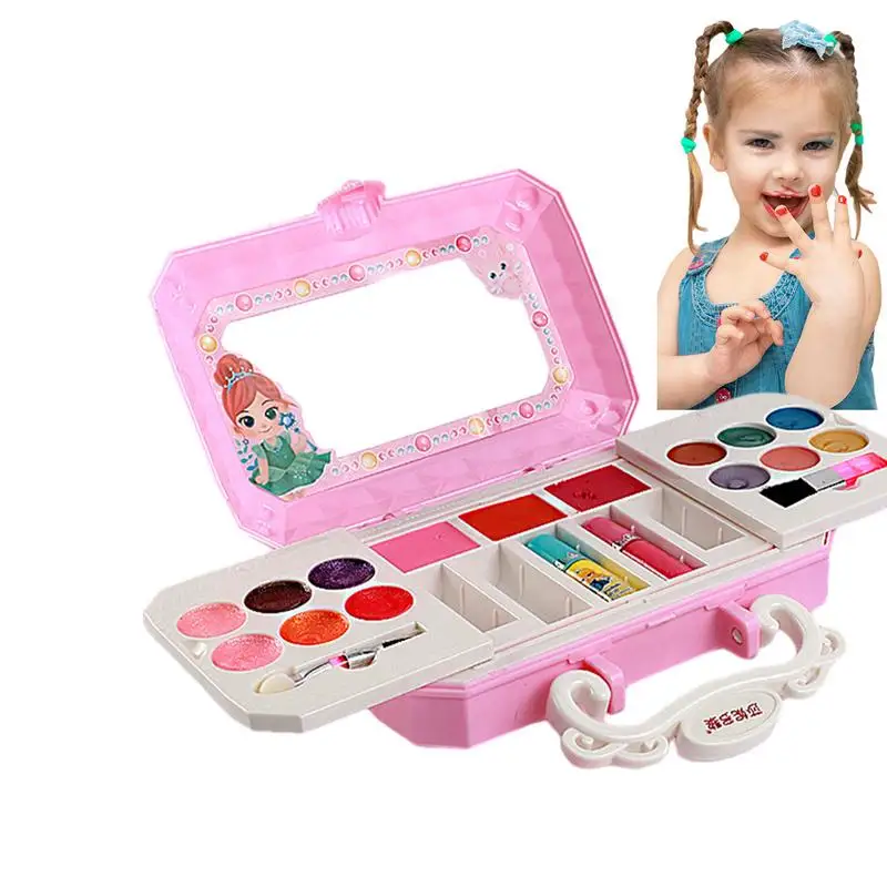 Kids Makeup Cosmetics  Case Make Up Set Safe Grooming Kids Beauty Pretend Play Toys Educational Toys Birthday Gift For Girl Toys