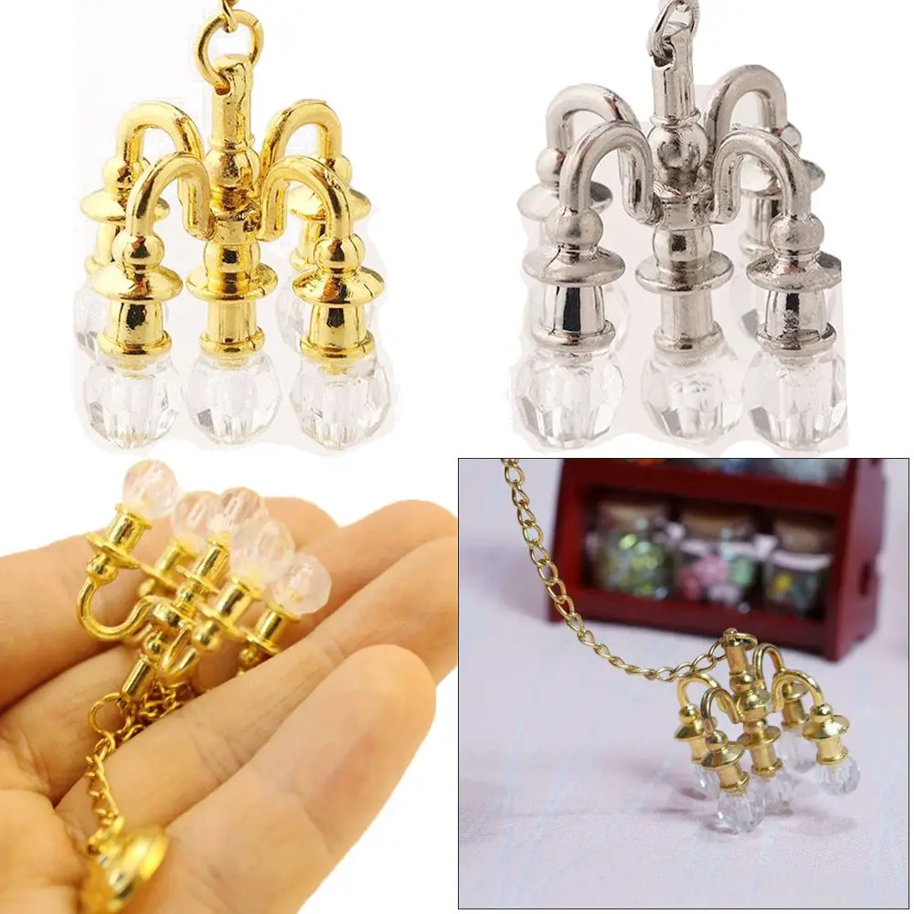 Retro Playing House Mini Furniture Dollhouse Ornament Ceiling Lamp Model  Accessories Miniature Vintage Chandelier
