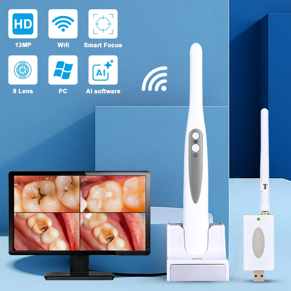 Dental Intraoral Camera AutoFocus 1080p High Resolution Wifi Endoscope Wireless 13MP Tooth Intra Oral Camera for Computer