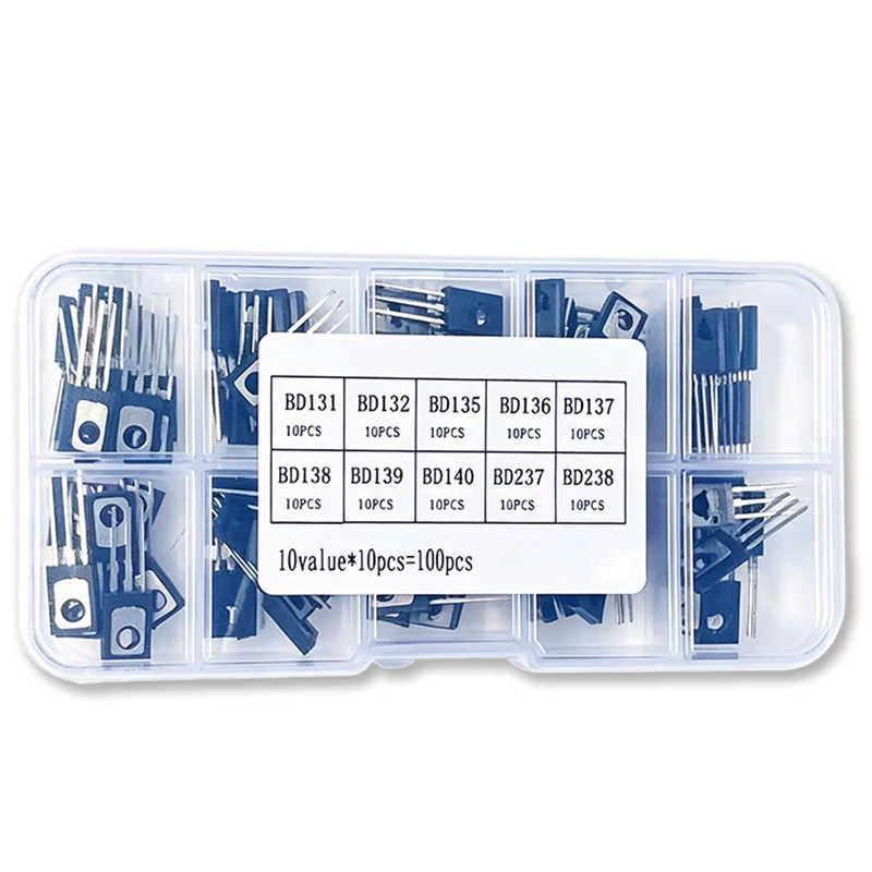 TO126 Transistor KIT 10Values-100PCS Includes Model BD131 BD132 BD135 BD136 BD137 BD138 BD139 BD140 BD237 BD238 Each 10 With Box