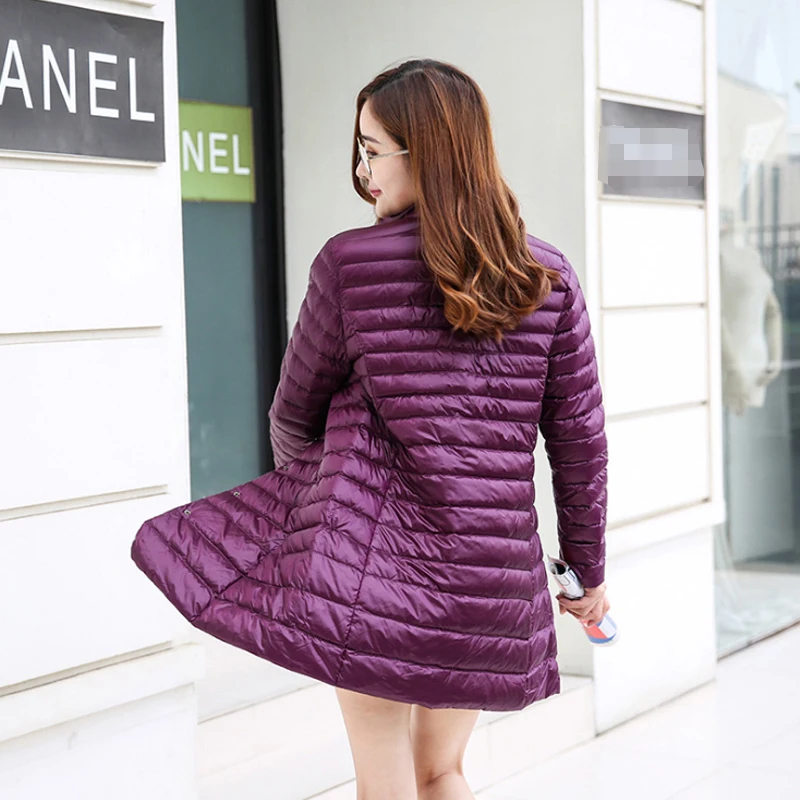 0-10℃ Women Winter Coat Ultra Light Duck Down Jackets Buttons Slim Portable Puffer Overcoat Female Winter Jacket Down Coat