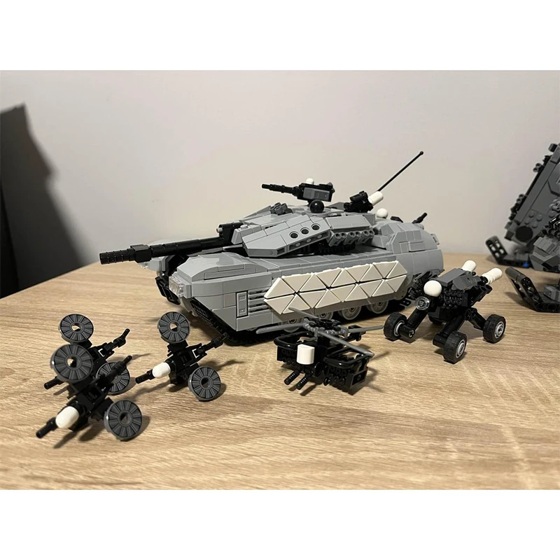 MOC Drone Operating Tank System Building Blocks Sci-Fi Military Vehicle Bricks Creative Mech DIY Toy Boy Gift 1232Pcs