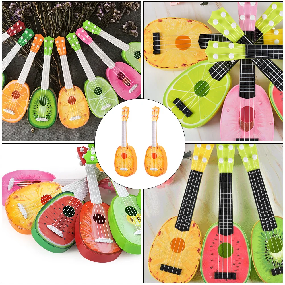 

2Pcs Kids Mini Guitar Simulation Plastic String Instruments Early Musical Learning Educational Gifts for Children Beginners