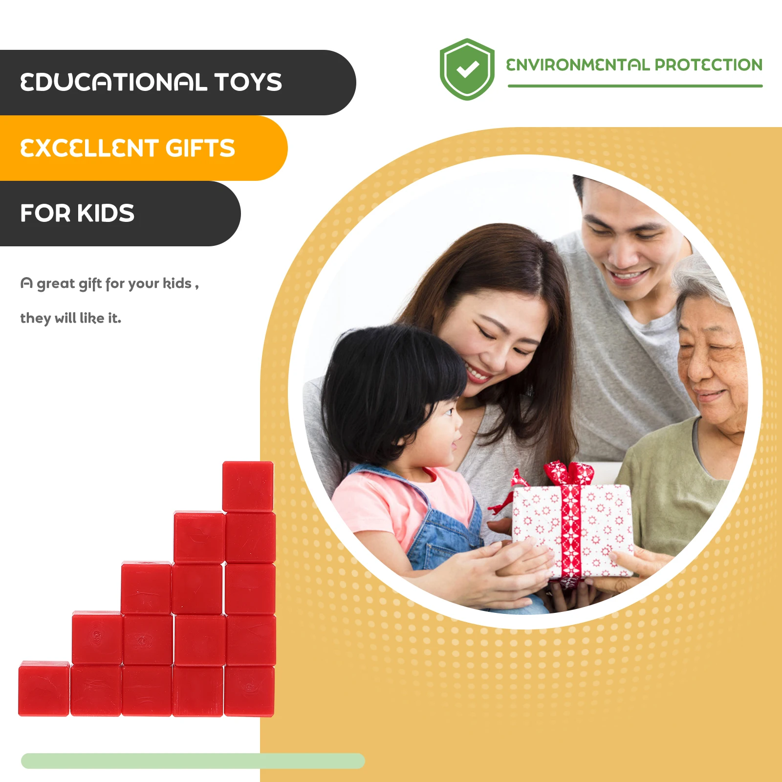 

200 pcs Plastic Blocks Mathematics Teaching Aids Educational Shape Recognition Creativity Square Cubes Learning Tools For