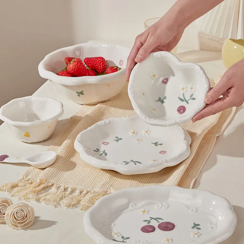 

Современный белый обеденный набор тарелок кремового цвета, японские элегантные дизайнерские тарелки, обеденные наборы, роскошные круглые кухонные тарелки Aparelho De Jantar