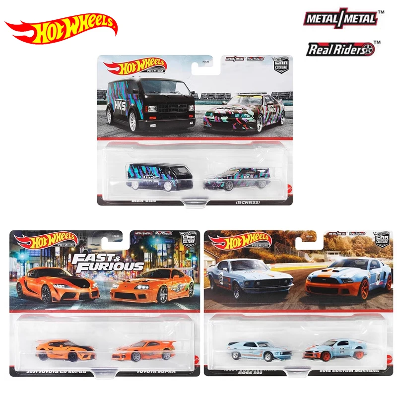 Hot Wheels-Premium Diecast Car Cultura Toy para Crianças, Toyota Supra MBK Van Ford Mustang Veículo, Presente Genuíno, 1: 64