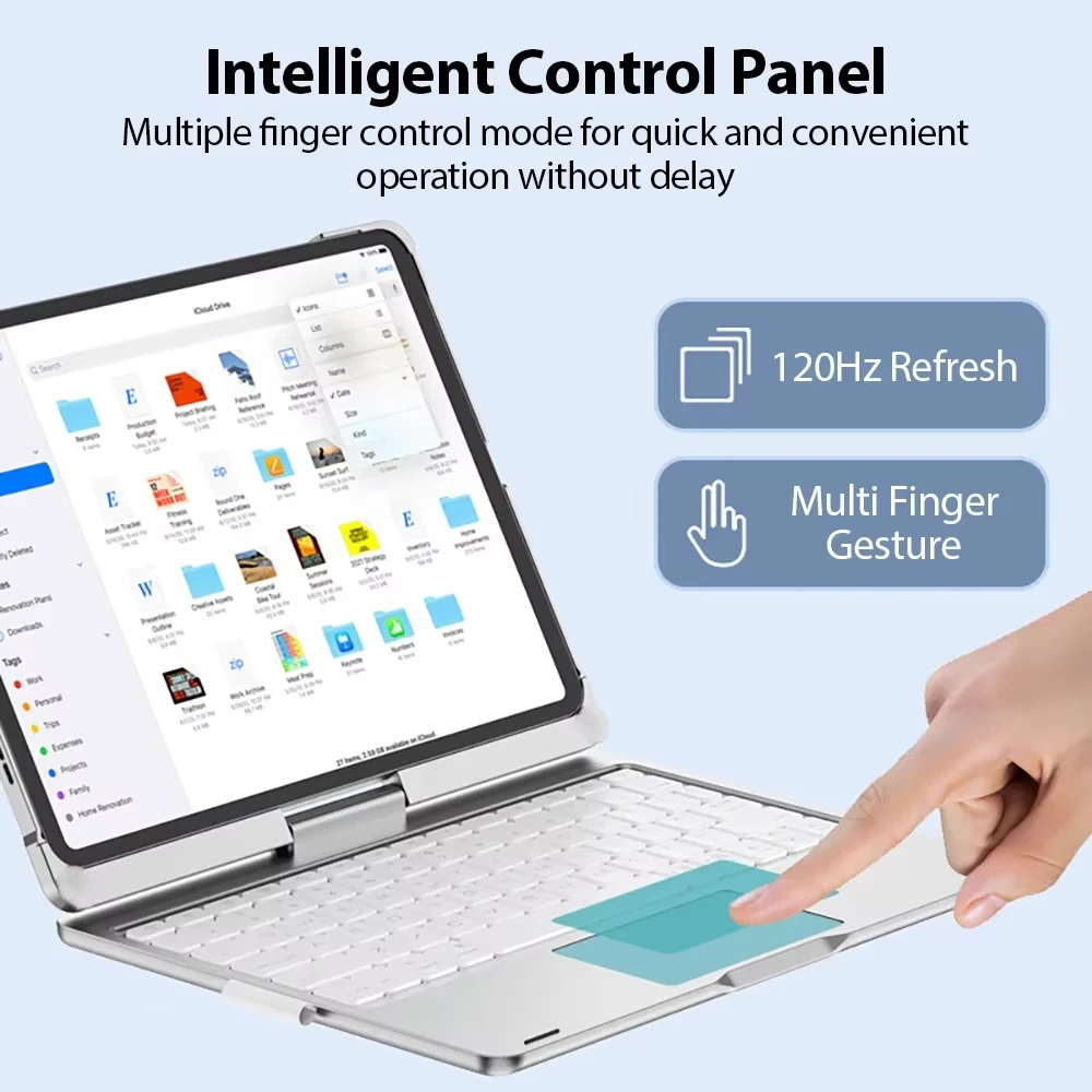حافظة لوحة المفاتيح السحرية لجهاز iPad Air 11 13 inch 2024 M2/2025 M3,iPad Pro 11 13,iPad Pro 11 12.9 iPad 10.2 7/8/9th iPad الجيل العاشر، غطاء لجهاز iPad Air 4 5 مع لوحة مفاتيح بإضاءة خلفية، لوحة مفاتيح باللغة العربية