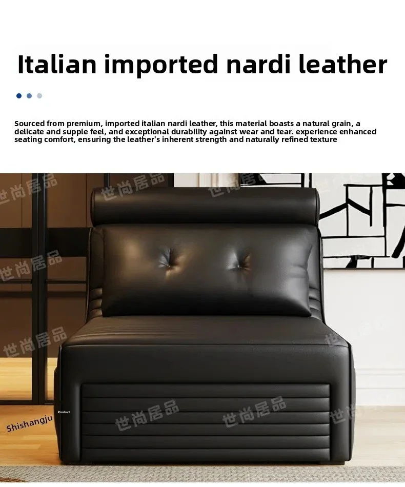 y9.4- Multifunctional Genuine Leather Sofa Bed Foldable Dual-use 2025 New Simple Small Apartment Balcony Single Double Bed