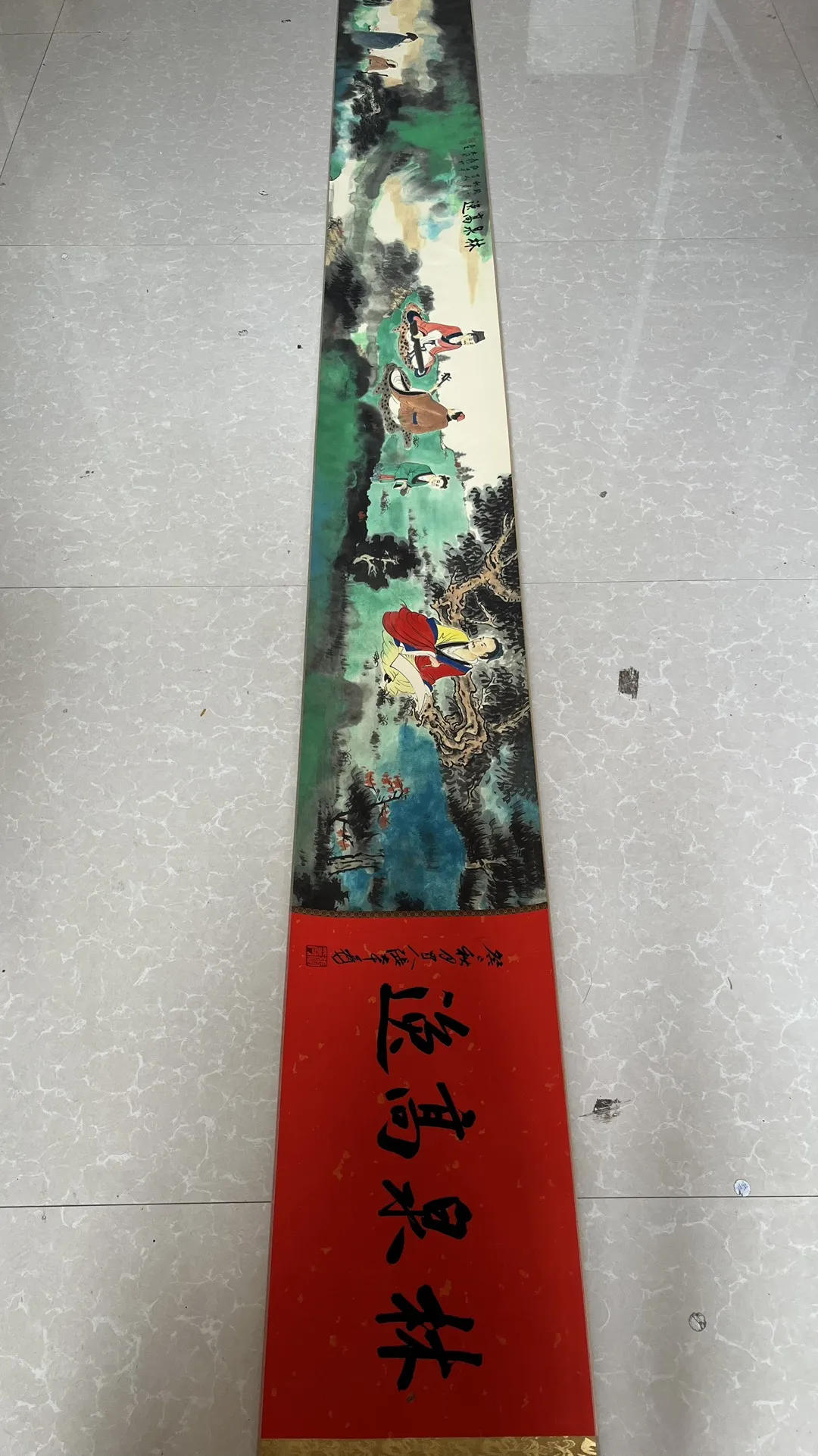 

Zhang Daqian's 'High Seclusion of Streams and Mountains' is in stock. Scroll painting mural, photographed on-site.