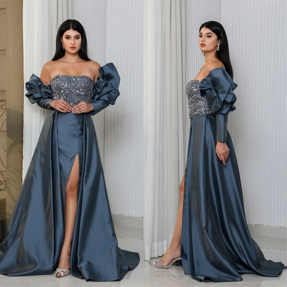 

Customized Prom Gown Evening Dearin Strapless Column Floor Length Skirts Ruffle Bespoke Occasion Dresses Formal Dress Saudi Arab