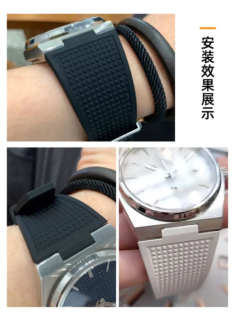 لتيسو 1853 PRX سوبر لاعب T137.407 T137.410 الإفراج السريع FKM فلوروروبر حزام ساعة اليد مقاوم للماء حزام ساعة سيليكون الرجال